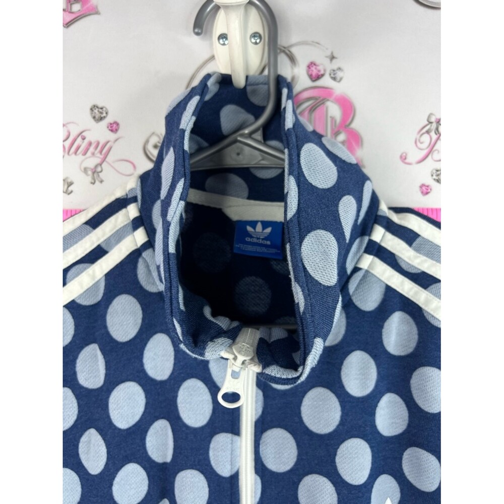 adidas sweater zip up dotted collared Navy and White Polka Dot Track Jacket - Picture 6 of 15